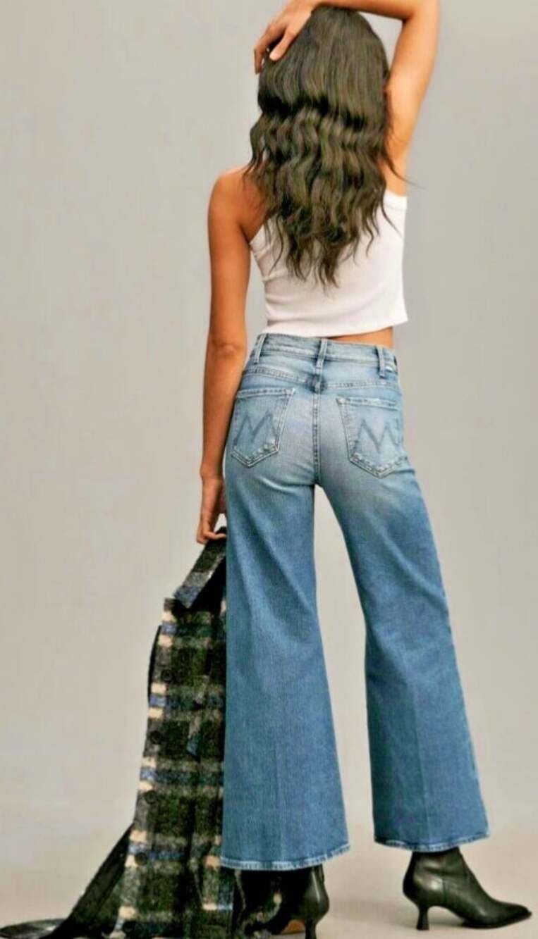 NWT MOTHER The Hustler Roller Ankle Wide Leg Jeans - 25 waist